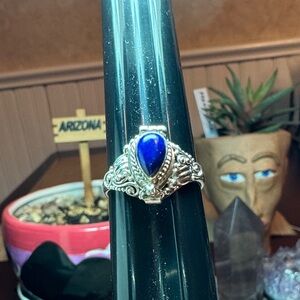 Lapis Lazuli Poison Ring Sterling Silver